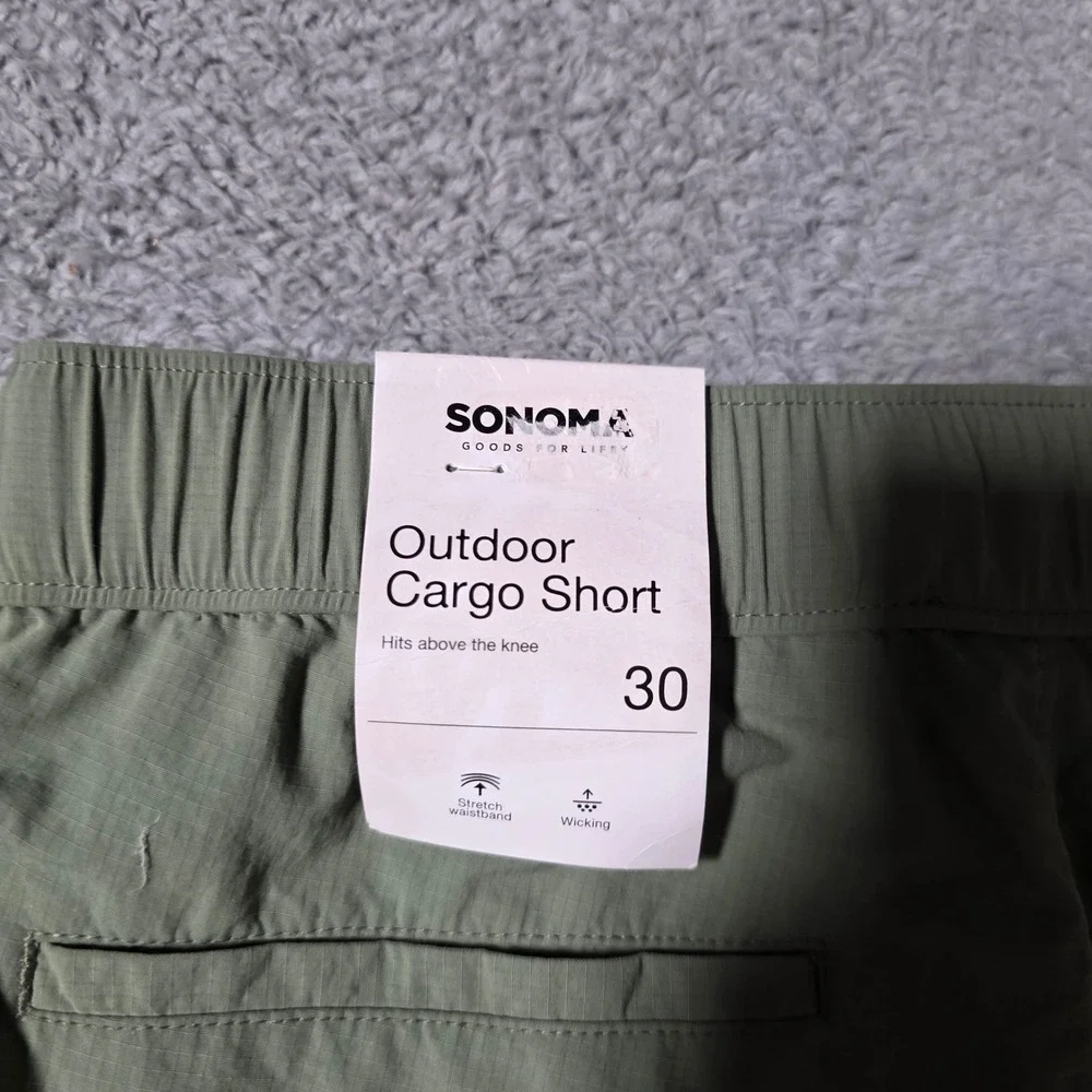 Sonoma Mens 30 Outdoor Cargo Shorts Olive Green Wicking Belted Hiking MS41X147RN